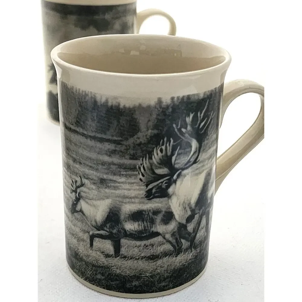 Cups/Mugs-Field & Stream-Vintage Look-Deer-Elk-Mallard-Wood Duck-8 oz-Set of 4 - Picture 3 of 16